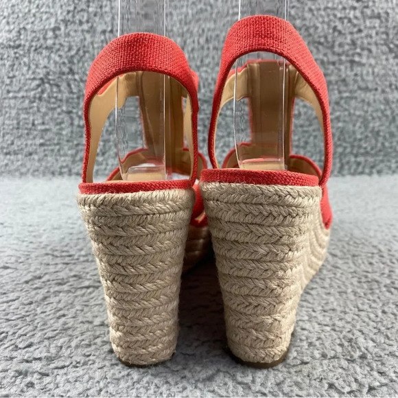 Michael kors berkley Espadrille Wedge‎ Canvas Slingback Womens Sandal Orange Zip - Picture 13 of 16